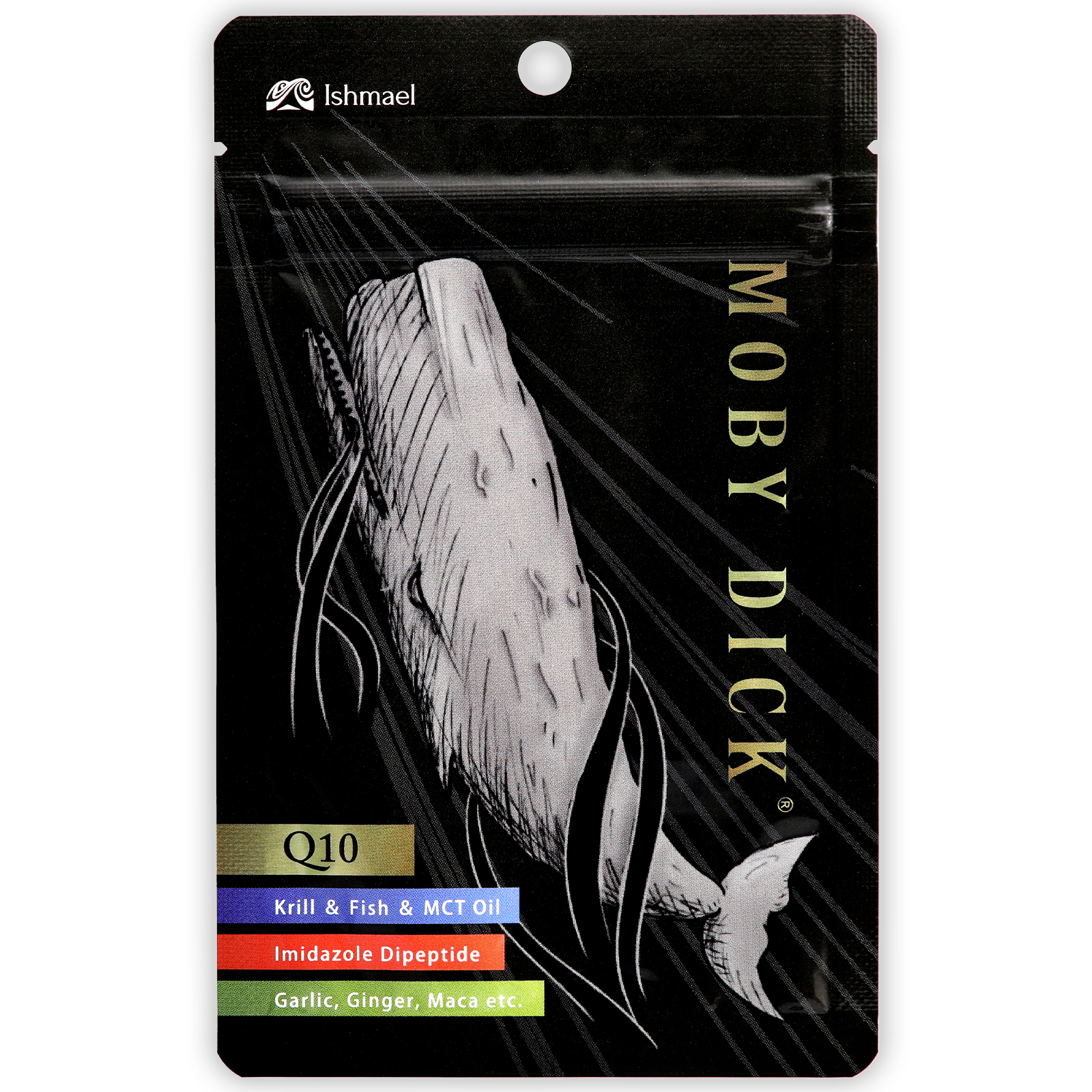 白い鯨を描いた黒い袋のMOBY DICK モビーディック
